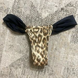 Metallic leopard thong bikini bottom, Berry Dog, sz M